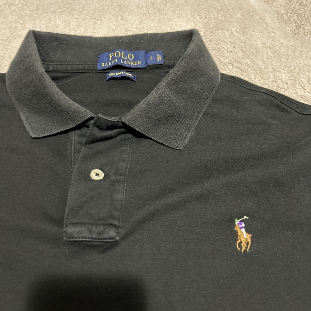 Ralph Lauren Pima Soft Touch Polo Black Flesh Color Pony Size L